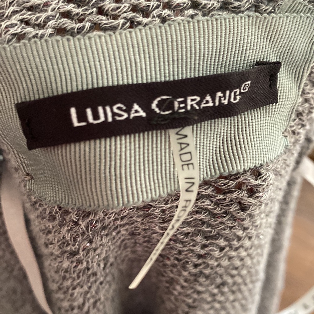 LUISA CERANO | Cardigan Sweater Open Front Metallic Yarn Knit. Cotton/Viscose - Picture 4 of 9